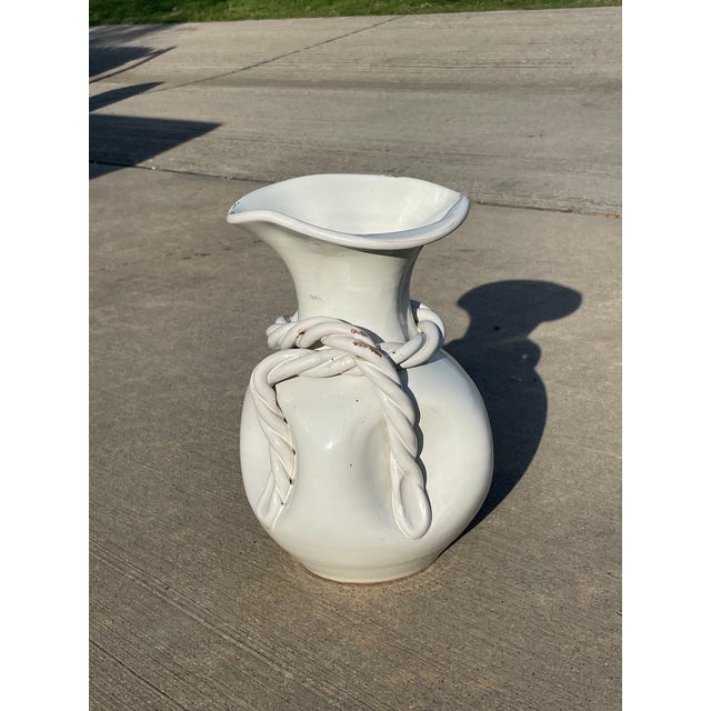 Italian Large Italian Twisted Vine Wrapped Glazed Pottery Vase For Sale - Image 3 of 8