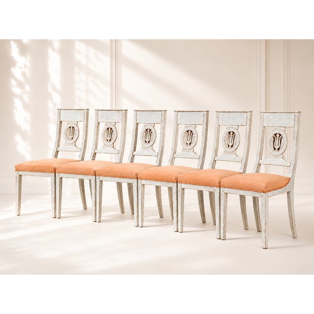 Wood Antique Directoire Period Chairs in Light Grey Lacquered Wood, 1795, Set of 6 For Sale - Image 7 of 7