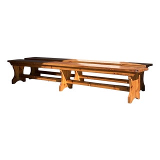 Vintage Wooden Benches, 1970s, Set of 2 For Sale