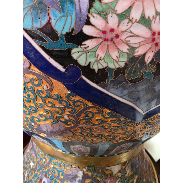 Late 20th Century Large Chinese Cloisonné Enamel on Brass Floor Vase – 39 For Sale - Image 5 of 10