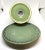 Ceramic 1960s Mid-Century Modern Green Speckle Brush Holder Trinket Tray Vanity Set - Set of 2 For Sale - Image 7 of 11