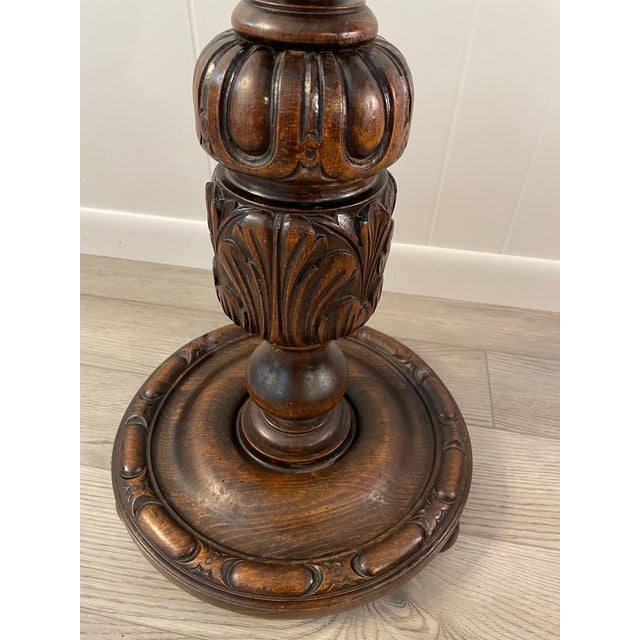 Brown Early 1900s Hand Carved 35" Open Barley Twist Pedestal Display or Plant Stand For Sale - Image 8 of 12