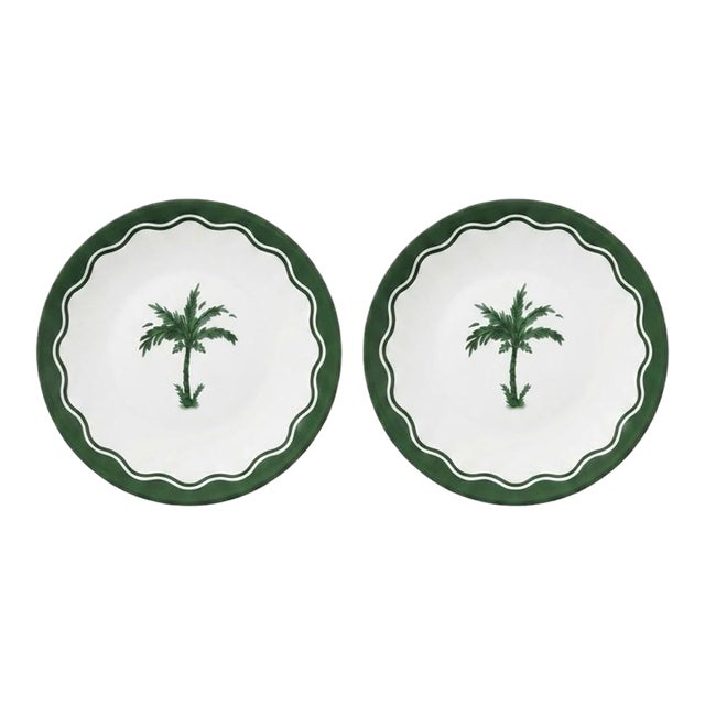 Fern & Co. X Anthropologie Palm Tree Dessert Plates - a Pair For Sale