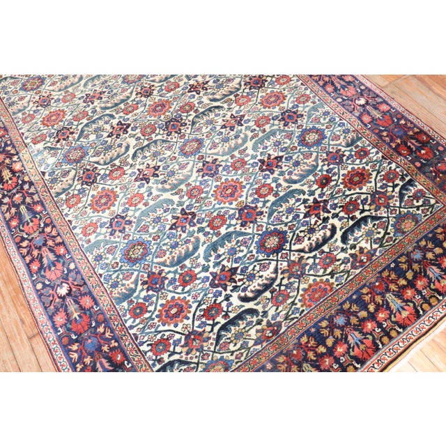 Antique Zabihi Collection Ivory Field Persian Bidjar Gallery Rug - 5'9" x 11' For Sale - Image 4 of 12