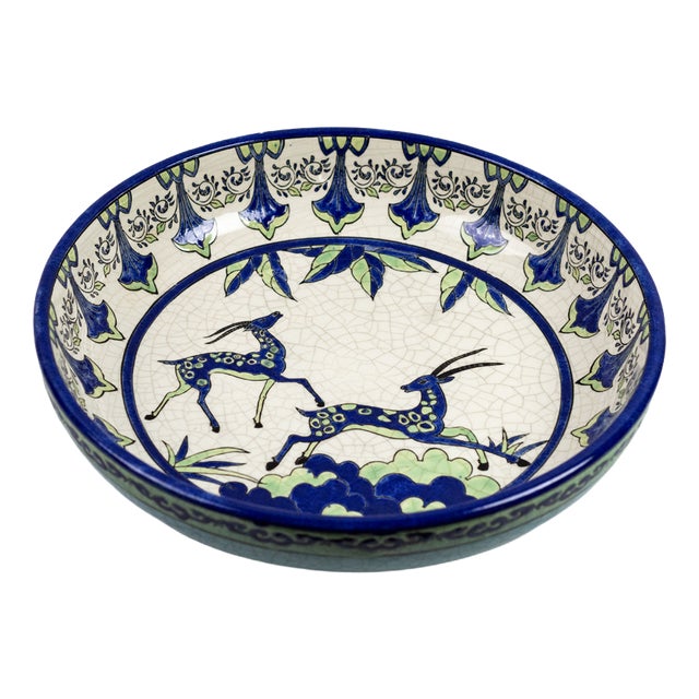 Crackle-Glazed Earthenware Bowl from Boch Frères, 1980s For Sale