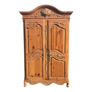 Ethan Allen Legacy Carved Country French Armoire For Sale