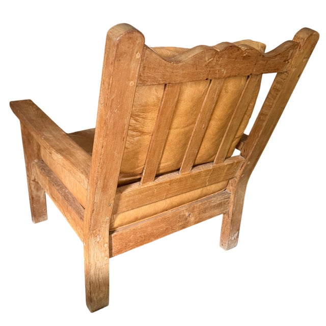 Camel Vintage Unique Lodge Style Mission Oak Lounge Chairs (Pair) For Sale - Image 8 of 14
