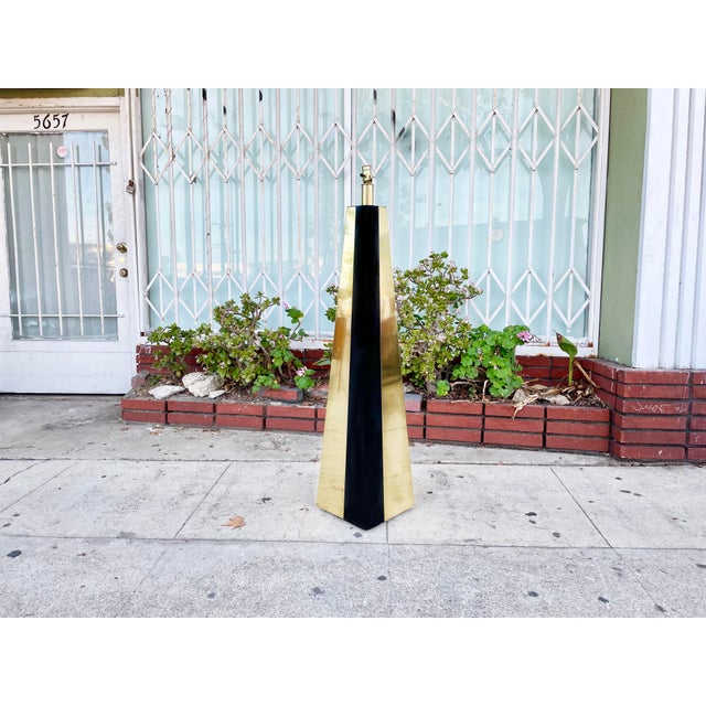 Black 1970s Brass Floor Lamp Styled After Paul Evans For Sale - Image 8 of 8