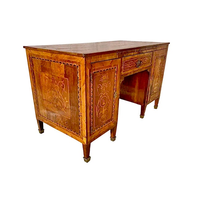 Brown 18th Century Italian Neoclassical Marquetry Desk in Style of Giuseppe Maggiolini For Sale - Image 8 of 18