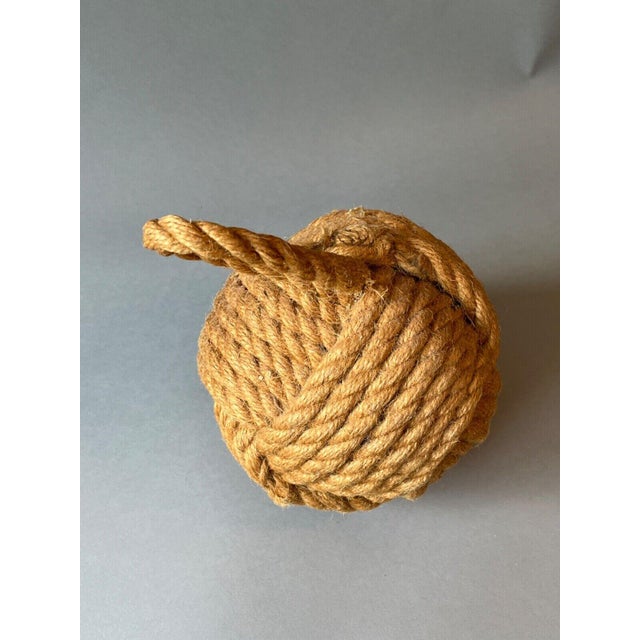 Nautical Pottery Barn Monkey Fist Decorative Weighted Door Stop Nautical Knot Rope For Sale - Image 3 of 7