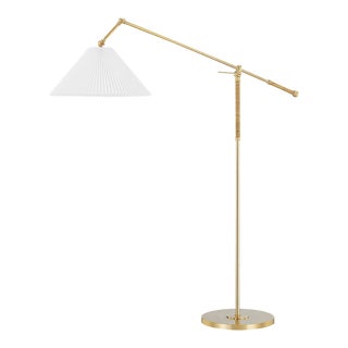 Hudson Valley Lighting Mark D. Sikes Dorset Brass and Rattan 1-Light Floor Lamp For Sale