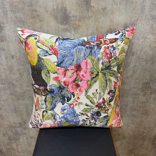 Toucan Parrot Woven 18x18 Cushion Cover For Sale - Image 10 of 18