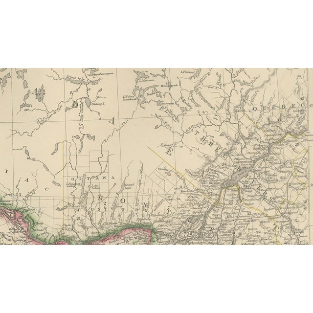 Paper Antique Map of Canada, 1860s For Sale - Image 7 of 10