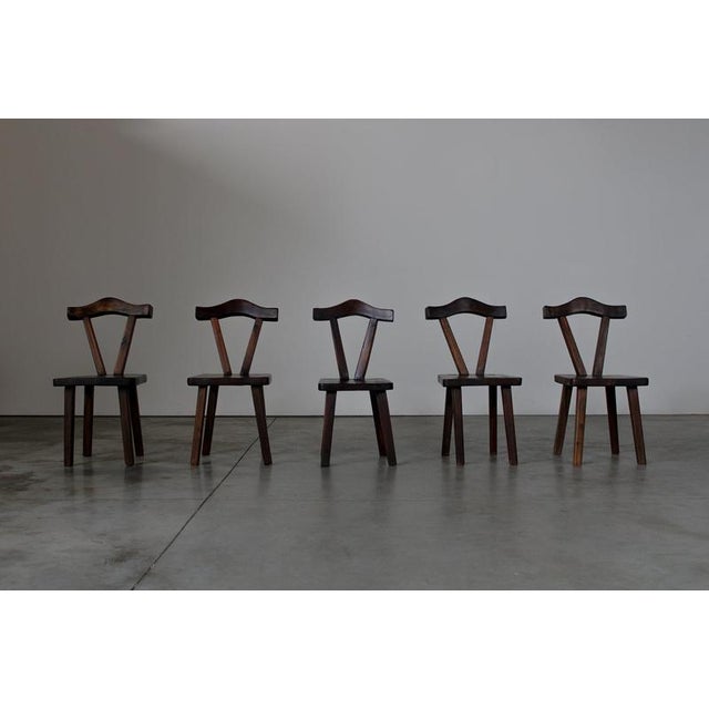 Rustic Dining Chairs, France, 1950s, Set of 5 For Sale - Image 4 of 7