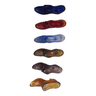 Gorgeous Lot of Fenton Button & Daisy Boot Planters Set of 6 Assorted Colors For Sale