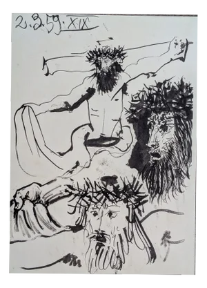 Pablo Picasso, Three Faces of Christ, 1961, Original Photolithograph