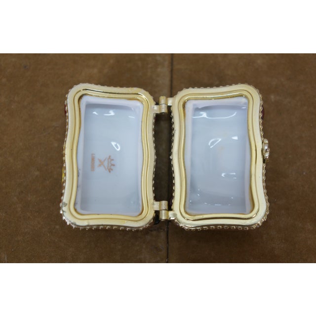 Late 20th Century Limoges France Porcelain Trinket Keepsake Suitcase Luggage Box Usa 2.5" For Sale - Image 11 of 11