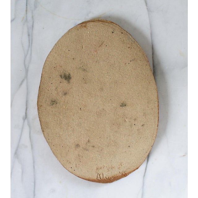 1970s Vintage Studio Art Pottery Floral Trivet For Sale - Image 5 of 5