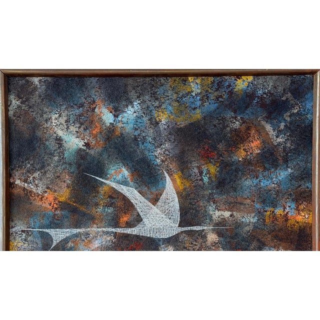 Leonardo Nierman Original Leonardo Nierman Painting Bird in Flight Large 1959 Oil on Masonite Modernist Statement Piece - 50” X 41” For Sale - Image 4 of 14