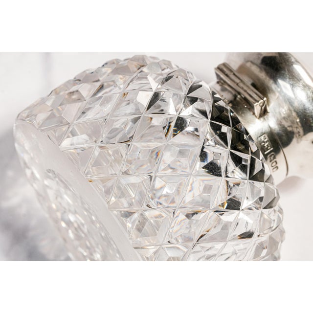 Nice Large Mappin & Webb Antique Sterling Silver Cut Crystal Hobnail Inkwell English Edwardian Desk Home Decor For Sale - Image 12 of 16