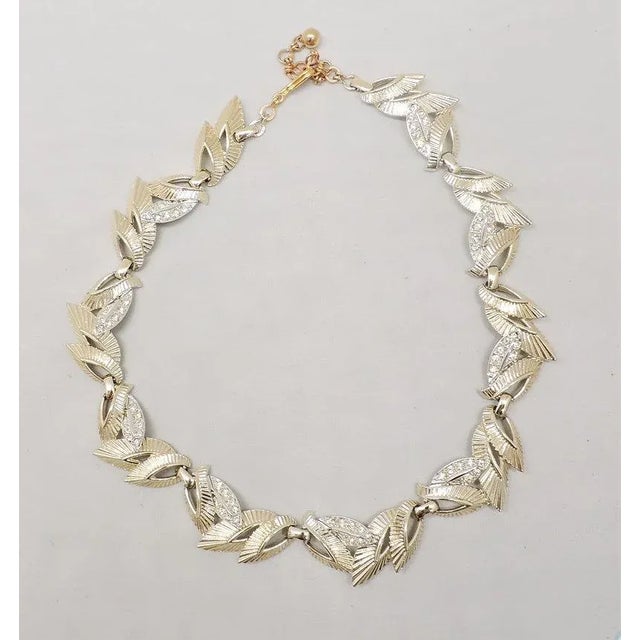 Modern Vintage Marboux Rhinestone Leaves Collar Necklace For Sale - Image 3 of 8