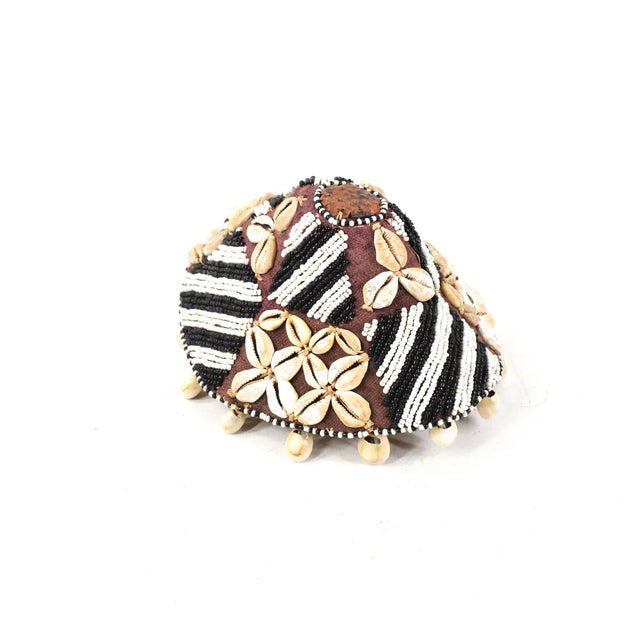 African Early 20th Century Kuba Beaded Noble's Hat with Cowrie Shells For Sale - Image 3 of 7