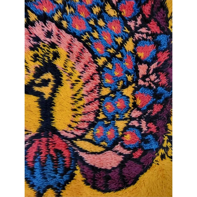 Peacock Tapestry or Rug by Ege Taepper, Denmark, 1970s For Sale - Image 4 of 5