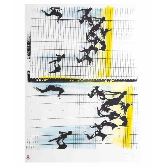 Fotofinish is a lithograph realized by Sergio Barletta in 2008. It belongs to the Suite "Olympic Games Beijing 2008"...