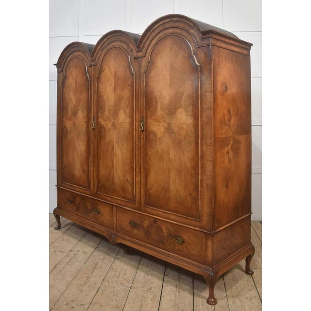 Antique Walnut Triple Wardrobe, 1890s For Sale - Image 10 of 14
