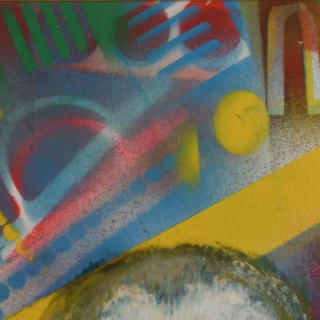 Postmodern Framed Signed J. Akston "Untitled, 1975" Painting For Sale - Image 3 of 11