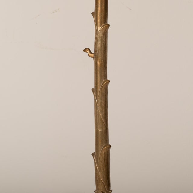 Brass Vintage Mid Century Hollywood Regency Brass Candlestick Tree Trunk Tripod Footed Accent Floor Lamp For Sale - Image 8 of 11