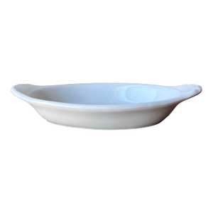 1970s Hall Pottery Au Gratin Dish, Casserole Dish in White 9" Made in Usa, 528