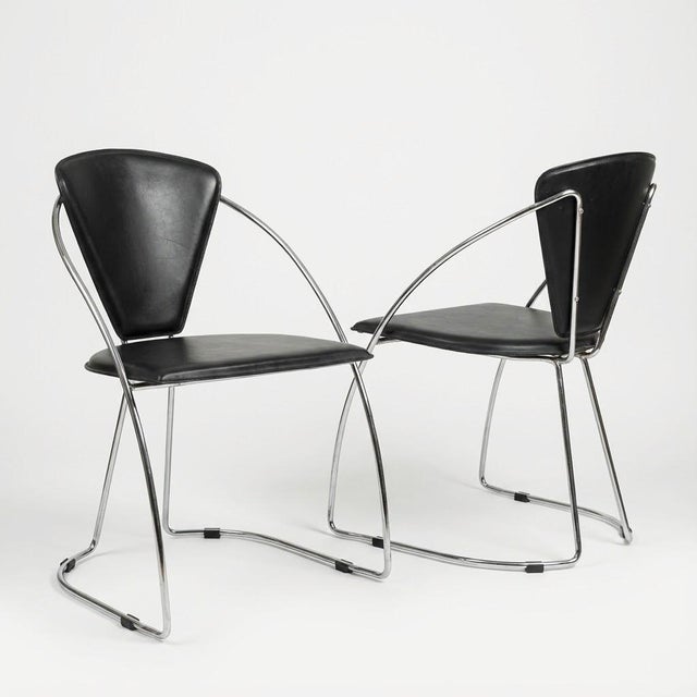 1980s Postmodern Black Leatherette Chair, 1980s, Set of 2 For Sale - Image 5 of 5