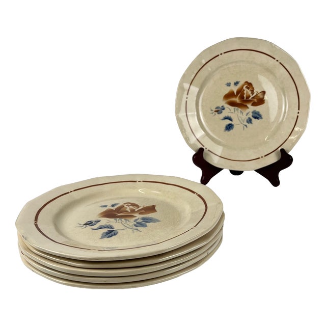 Vintage Dessert Plates with Floral Motif from Sarreguemines, 1920s, Set of 6 For Sale