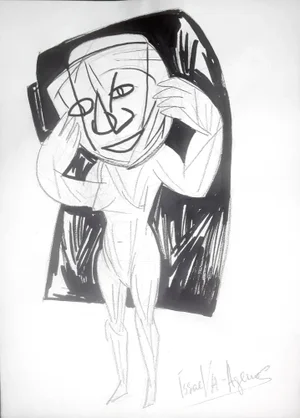 Issaeva-Agenos, Figurative Composition, 2006, Pencil & Ink on Paper