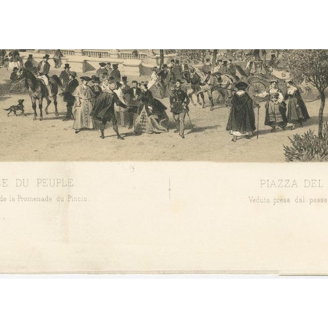 After Bayot, Piazza Del Popolo from the Pincian Hill, Rome, 1869, Lithograph For Sale - Image 10 of 12