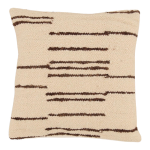 Ivory & Chocolate Modern Stripe Wool Pillow