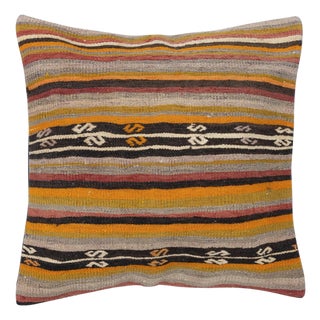 24"x24" Hand-Woven Kilim Cushion Cover. Throw Pillow. Striped Lace Pillow Cover For Sale