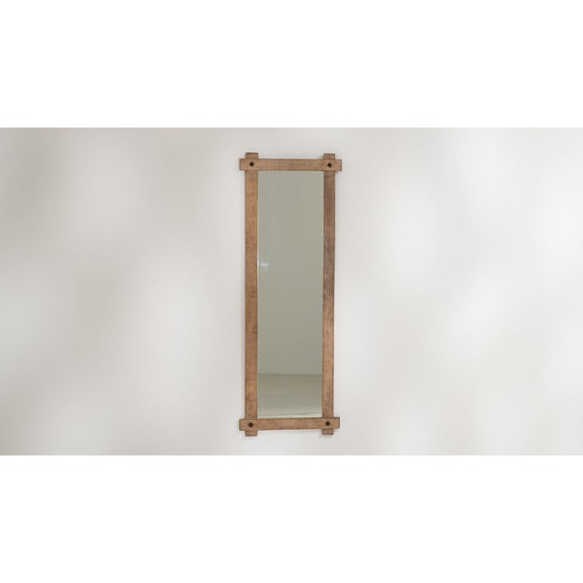 Wood 19th Century France Brutalist Red Wood Mirror For Sale - Image 7 of 8