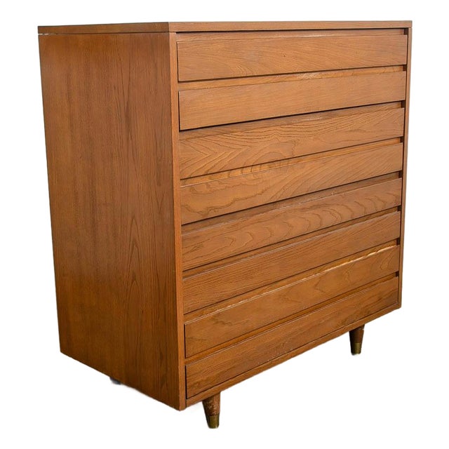 1960s Mid Century Modern Dresser Highboy Chest of Drawers 4 Drawers Solid Wood For Sale