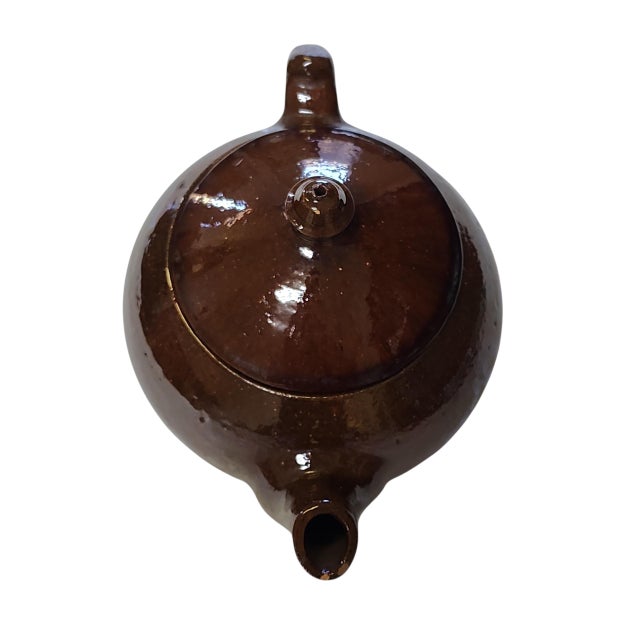 1960s Rare 1960s Ben Owen Sr. Jugtown Studio Pottery Brown Betty Teapot For Sale - Image 5 of 8
