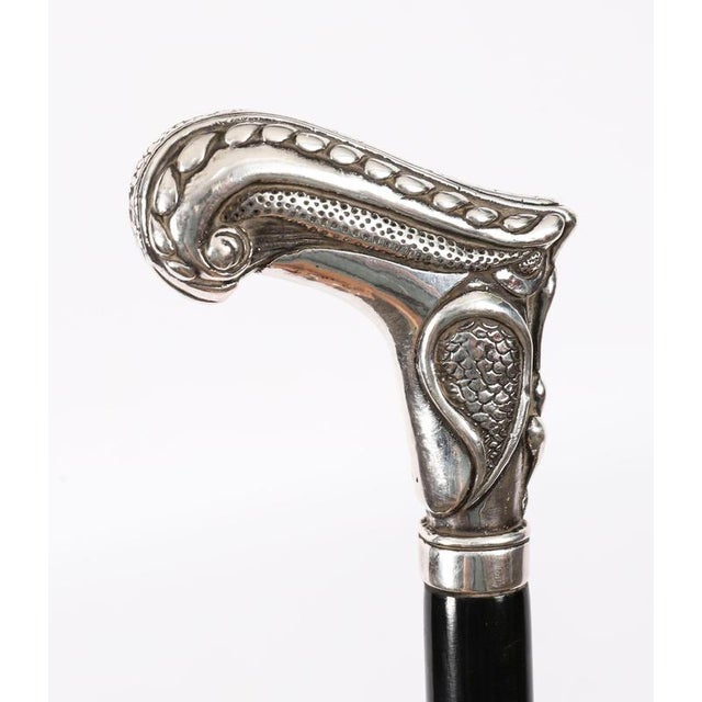 Antique French Art Nouveau Silver Walking Cane Stick, 1800s For Sale - Image 6 of 13