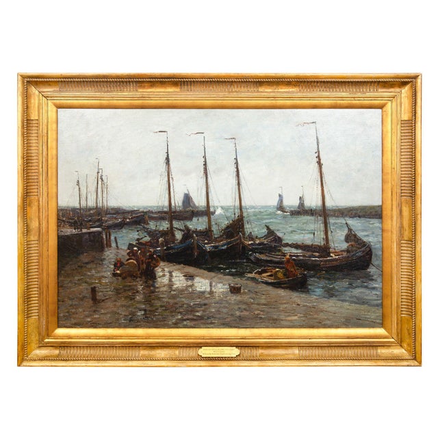 English “Dutch Herring Fleet” Dockside Barbizon Painting by Robert Weir Allan r.s.A For Sale - Image 3 of 18