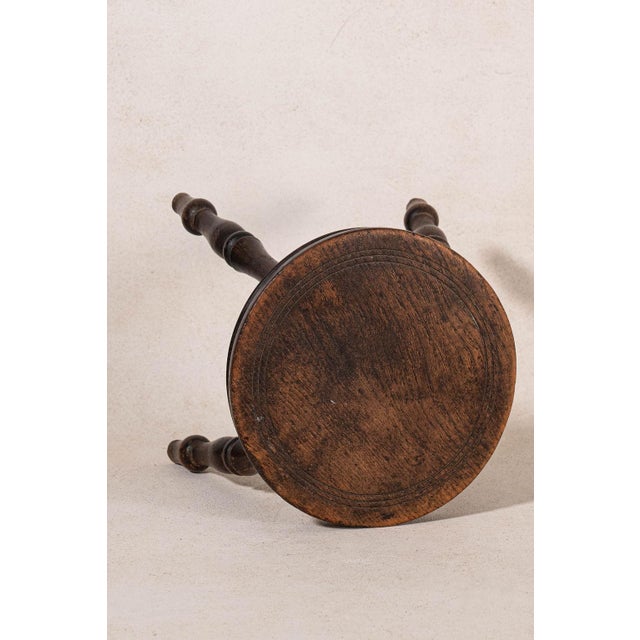 French Antique French Oak Milking Stool For Sale - Image 3 of 5