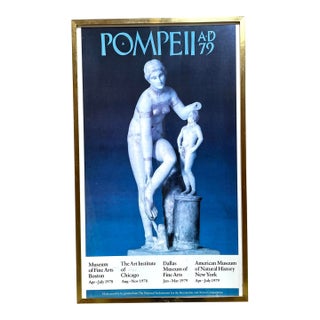 Pompeii 1979 Framed Bluetone Exhibition Poster For Sale