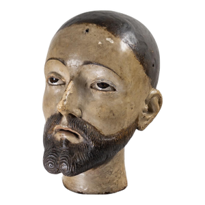 17th or 18th Century Spanish Colonial Santos Polychrome Head