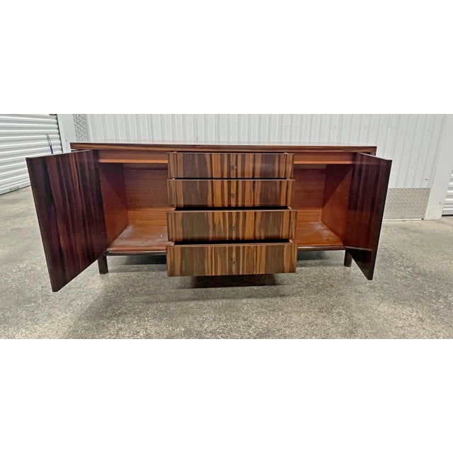 Brown 1970s Striking Mid Century Belgium Rosewood Credenza With Asian Motif For Sale - Image 8 of 13