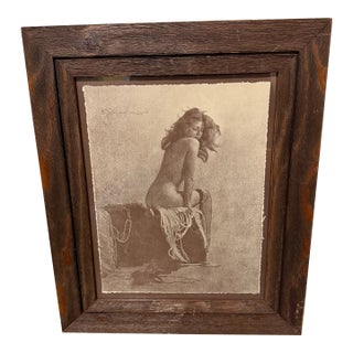 1940s R. Hendrickson Sepia Print Nude Vintage Woman Sitting With Back to Camera For Sale
