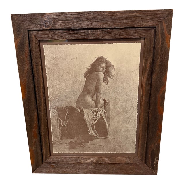1940s R. Hendrickson Sepia Print Nude Vintage Woman Sitting With Back to Camera For Sale