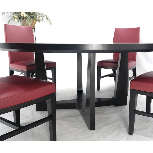 Holly Hunt Large 6' Diameter Round Ebonized Table Oak 4 Chairs Dining Set MINT! For Sale - Image 14 of 18